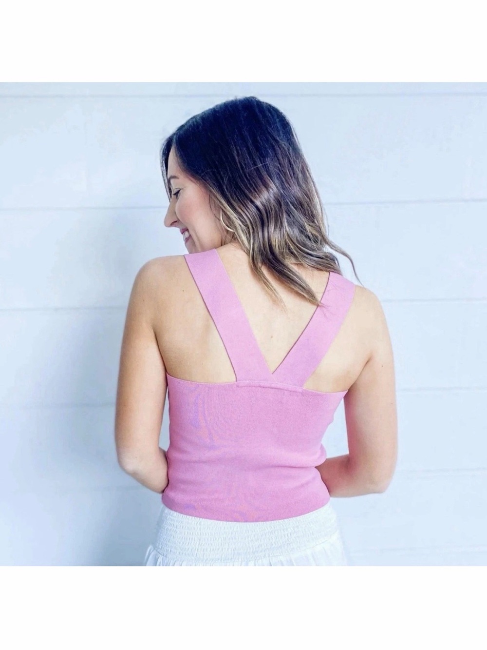 Lucy Paris Rose-Pink Wide-Strap Cropped Tank like new